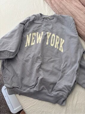 Brandy Melville New York Pale Baby Blue Crewneck Sweatshirt